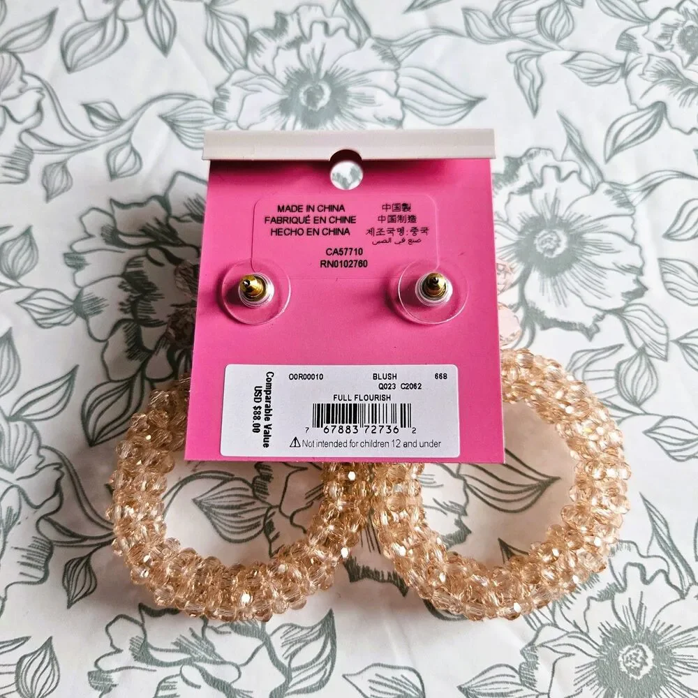 NWT Kate Spade Beaded Flower Hoop Earrings
